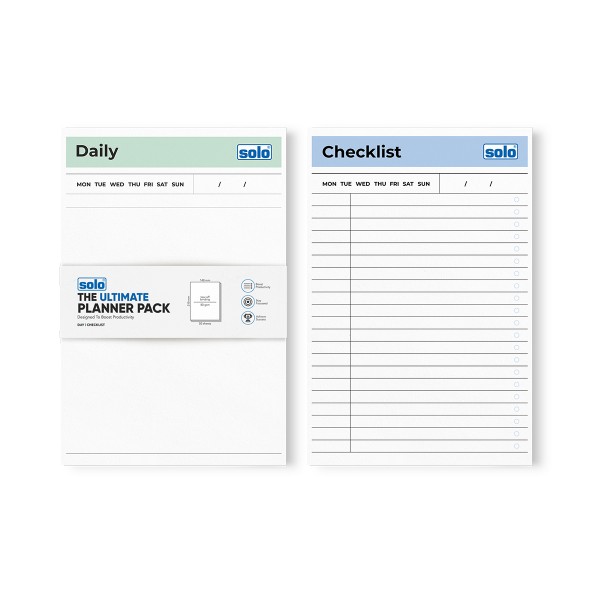 A5 Daily & Checklist Tear Off Planner | To Do List | A5 | For Office, Home & School | 50 Sheets Per Pad, 80 GSM (Pack of 2) | TOPA5C1
